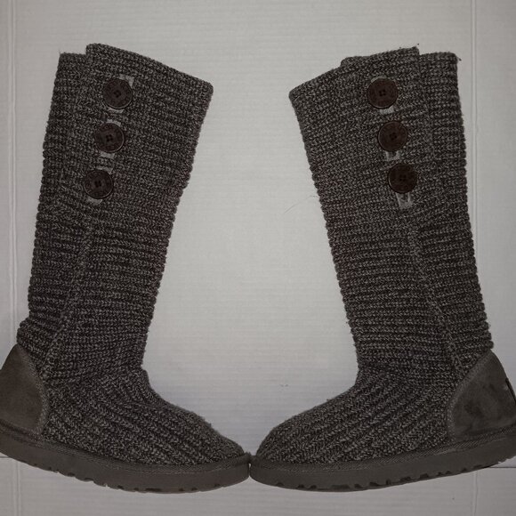 WOMEN'S UGG CARDY SWEATER BOOTS GRAY SIZE 8 - Picture 1 of 13